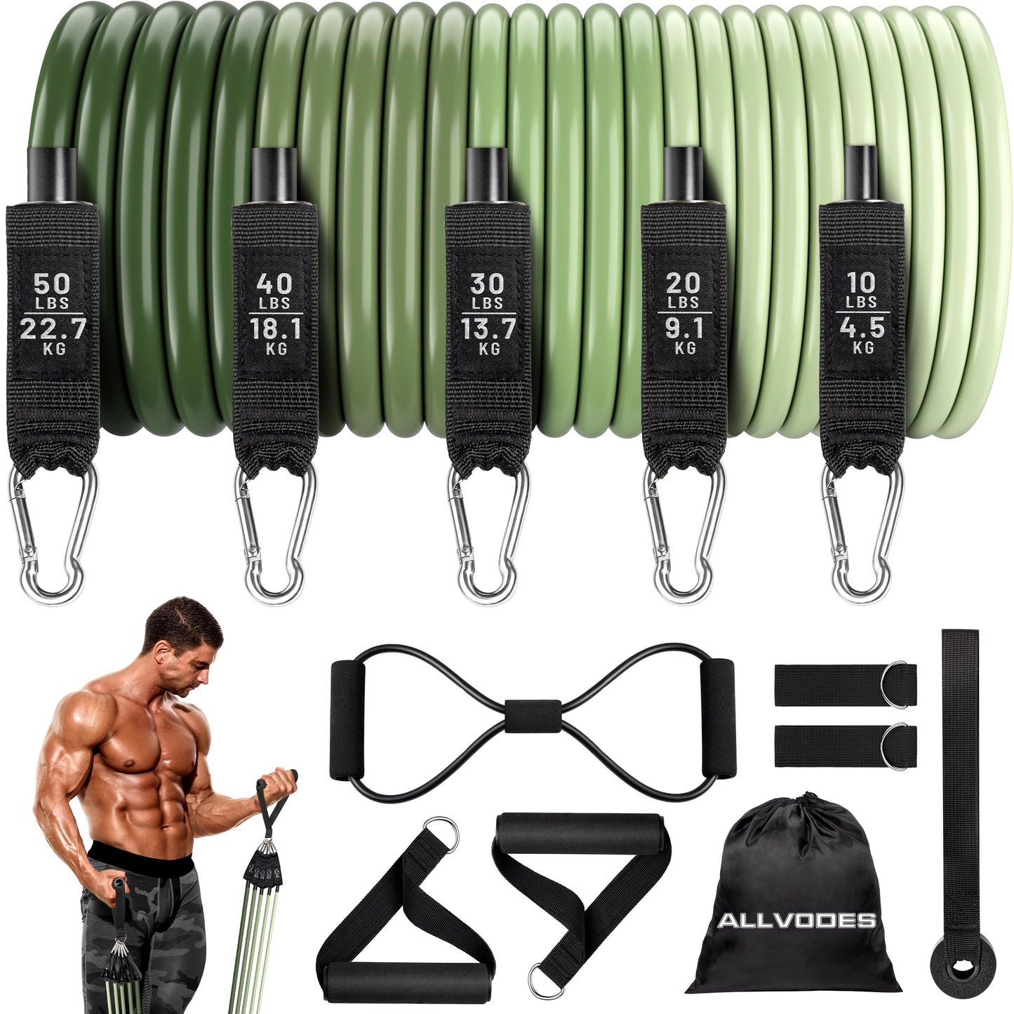 Resistance Bands Resistance Band Set Workout Bands Exercise Bands for Men and Women Exercise Bands with Door Anchor Handles Legs Ankle Straps for Muscle Training Physical Therapy Shape Body